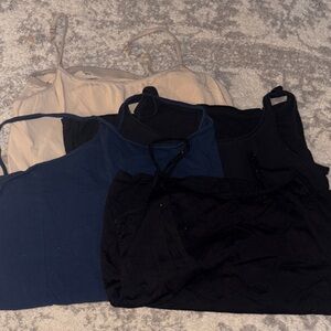 Set of Camisoles in Black, Blue, and Cream